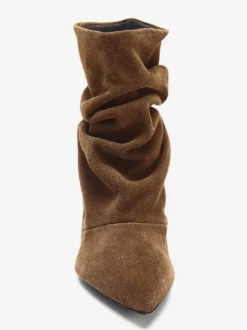Bottines en daim à bout pointu et talon chaton