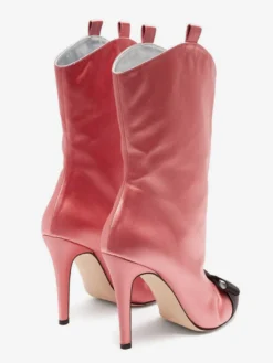 Bottines en satin à bout pointu et nœud pour femmes à talons hauts