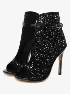Bottines Eté à Talons Hauts avec Bout Ouvert Imprimés