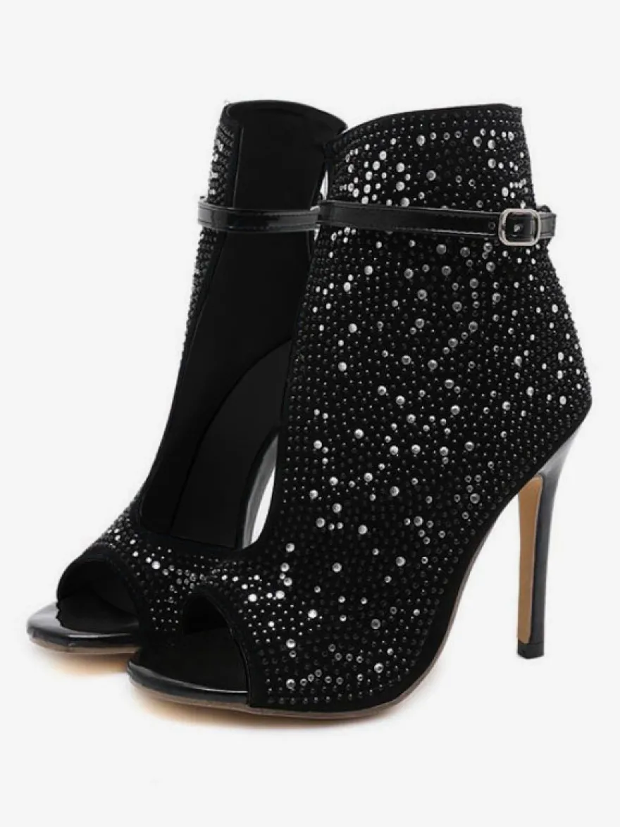 Bottines Eté à Talons Hauts avec Bout Ouvert Imprimés