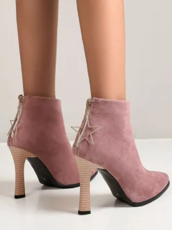 Bottines femme noir en micro daim bout pointu talon haut