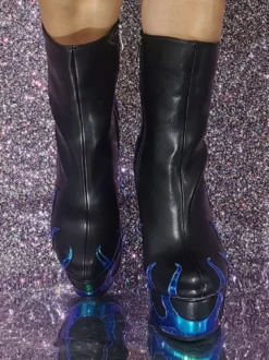 Bottines géométriques à bout rond et talon compensé pour femmes