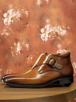Bottines Habillées Hommes En Cuir De Vachette Chic Noires à Boucle