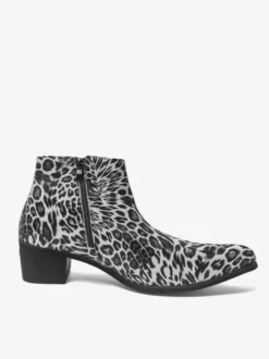Bottines homme à talon épais et bout rond style léopard