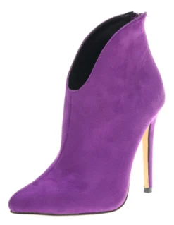Bottines jaunes en daim à talons hauts et bout pointu fermeture éclair pour femmes