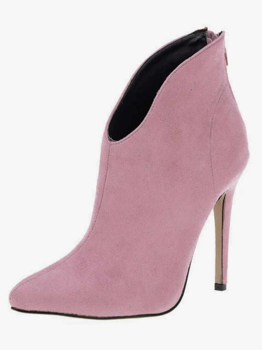 Bottines jaunes en daim à talons hauts et bout pointu fermeture éclair pour femmes