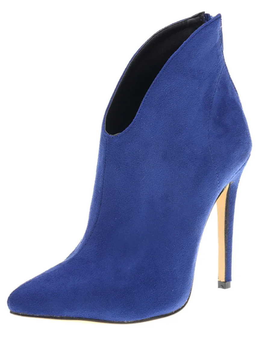 Bottines jaunes en daim à talons hauts et bout pointu fermeture éclair pour femmes