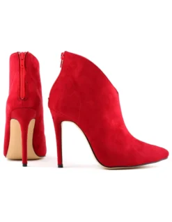 Bottines jaunes en daim à talons hauts et bout pointu fermeture éclair pour femmes