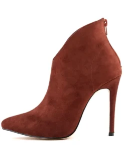 Bottines jaunes en daim à talons hauts et bout pointu fermeture éclair pour femmes