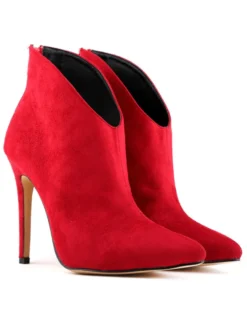 Bottines jaunes en daim à talons hauts et bout pointu fermeture éclair pour femmes