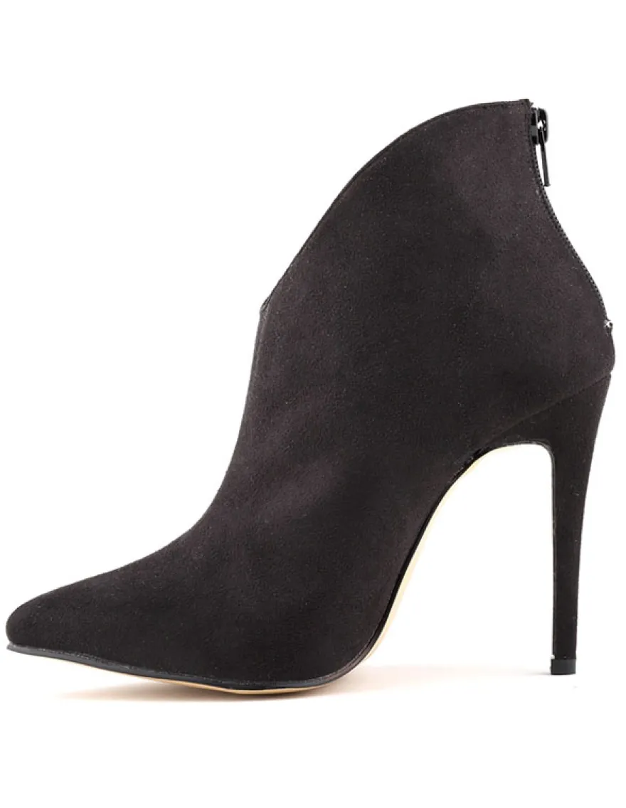 Bottines jaunes en daim à talons hauts et bout pointu fermeture éclair pour femmes