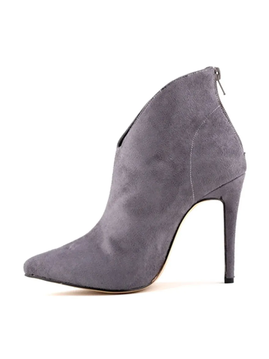 Bottines jaunes en daim à talons hauts et bout pointu fermeture éclair pour femmes