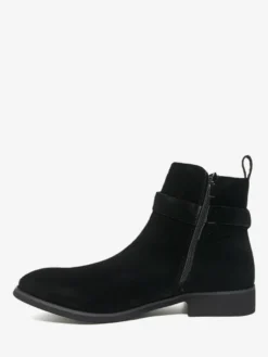 Bottines jaunes pour homme bout rond détail boucle