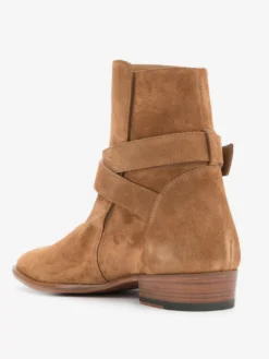 Bottines kaki en daim bout rond et boucle