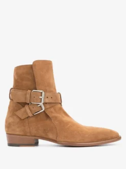 Bottines kaki en daim bout rond et boucle