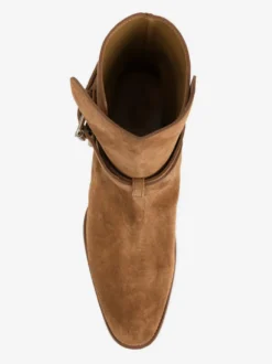 Bottines kaki en daim bout rond et boucle
