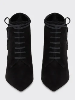 Bottines à lacets en daim pour femmes bottines noires à bout pointu et à talons hauts
