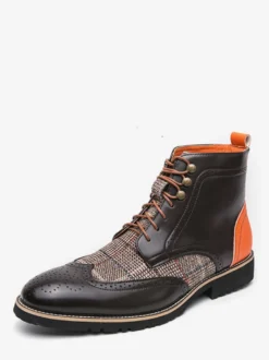 Bottines à lacets et bout rond pour hommes