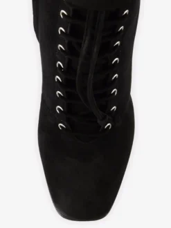 Bottines à lacets pour femmes bottines noires à bout rond avec boucle et talon épais