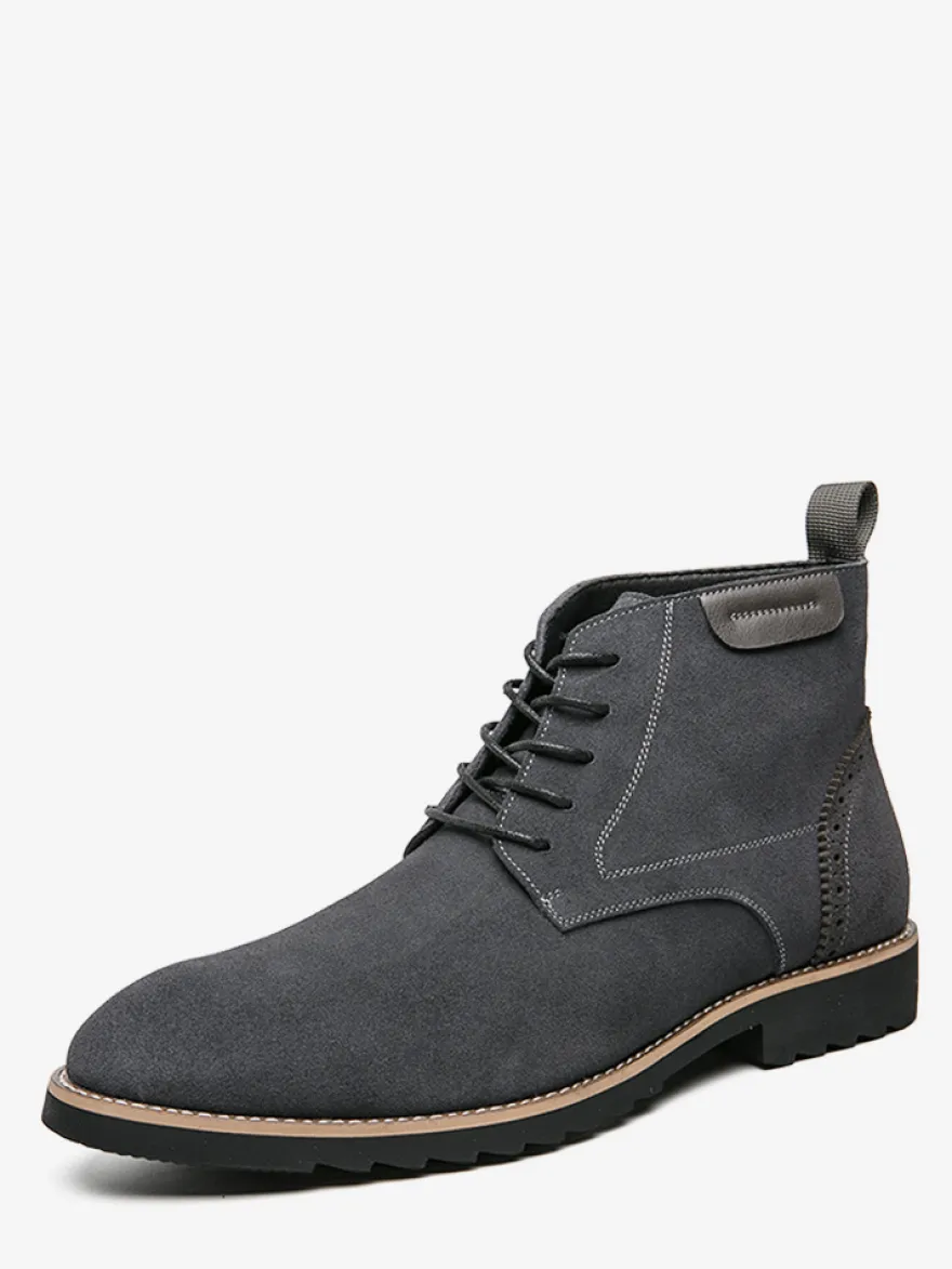 Bottines à lacets pour homme en daim et cuir antidérapant
