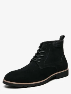 Bottines à lacets pour homme en daim et cuir antidérapant