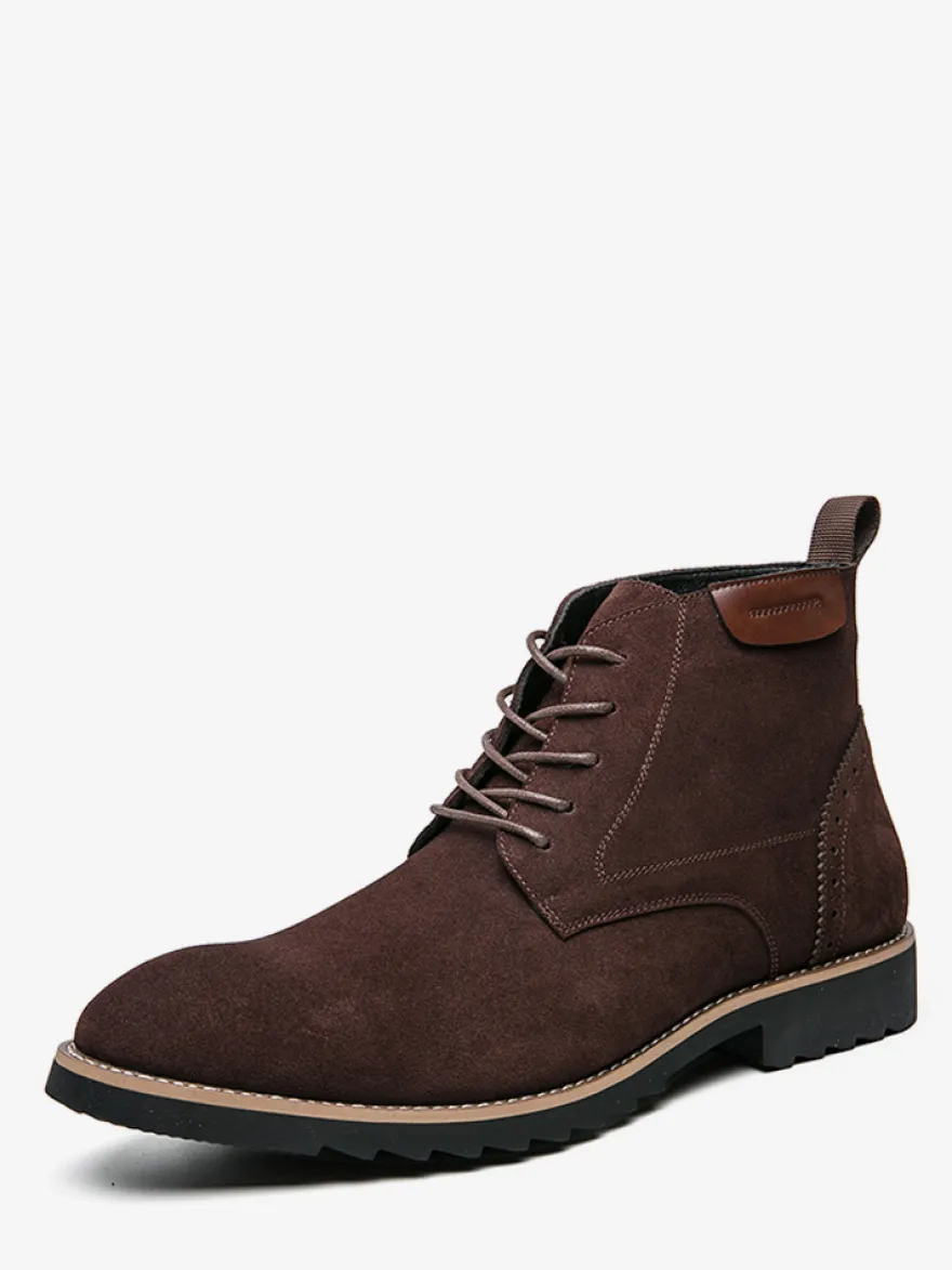 Bottines à lacets pour homme en daim et cuir antidérapant