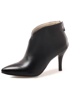 Bottines marron femmes bottes d'hiver bout pointu bottines à talons hauts