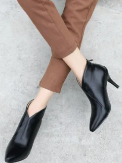 Bottines marron femmes bottes d'hiver bout pointu bottines à talons hauts
