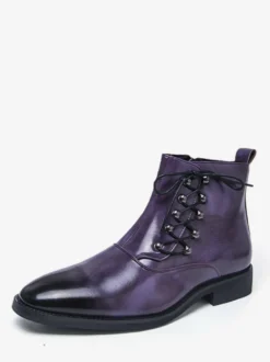 Bottines marron pour homme bout rond lacets