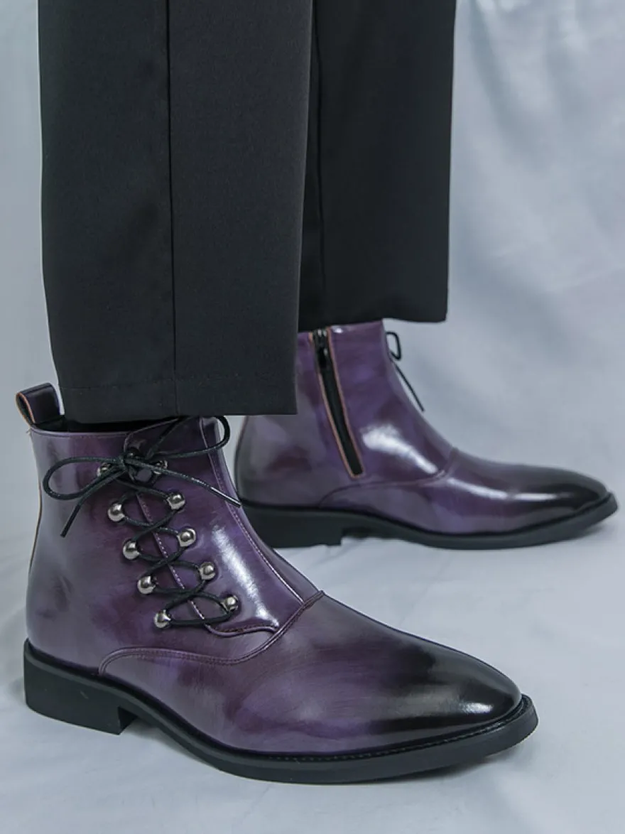Bottines marron pour homme bout rond lacets