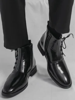 Bottines marron pour homme bout rond lacets