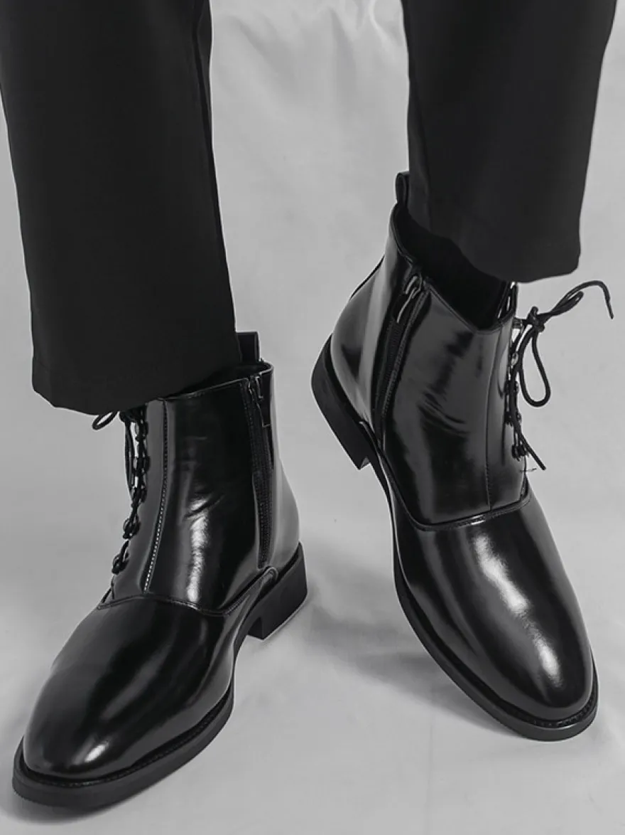 Bottines marron pour homme bout rond lacets