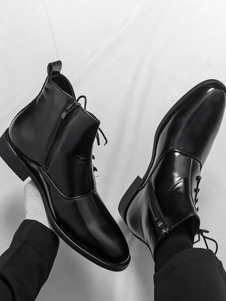 Bottines marron pour homme bout rond lacets