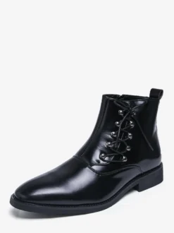 Bottines marron pour homme bout rond lacets