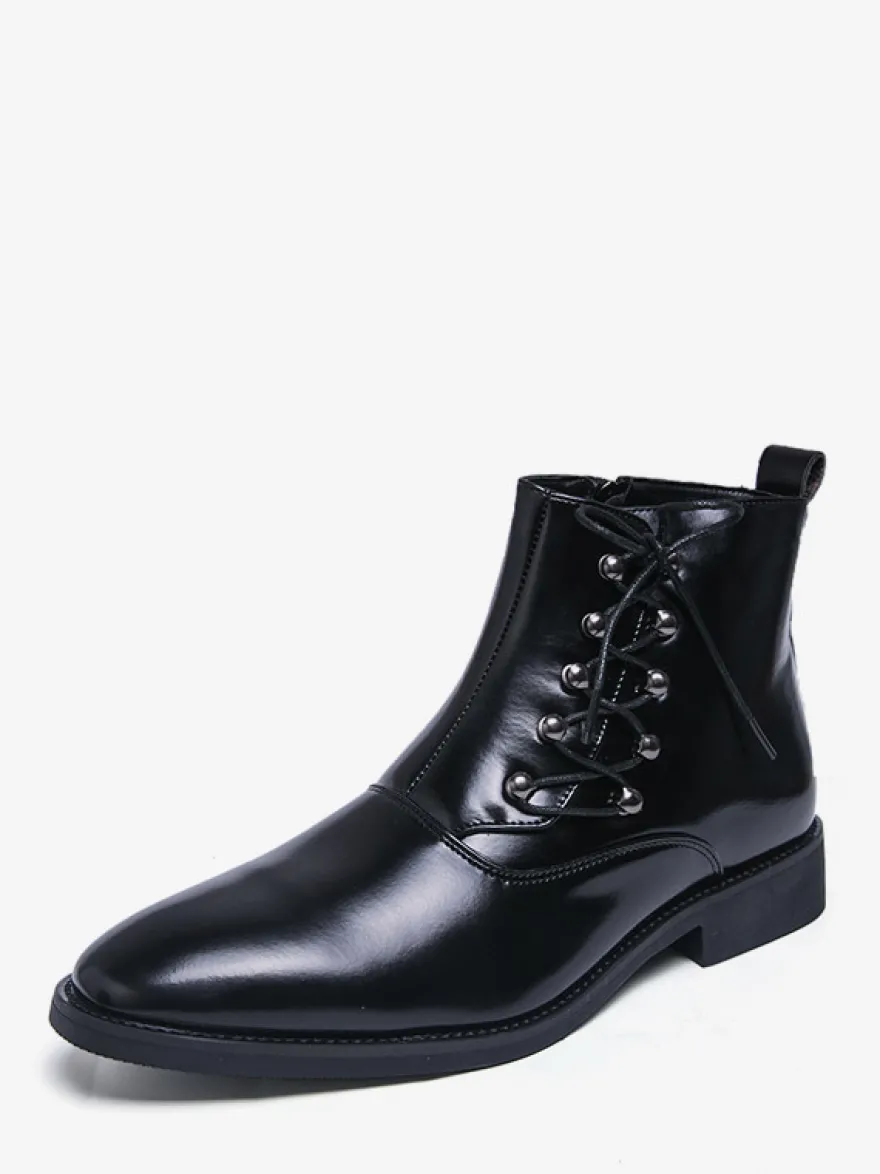 Bottines marron pour homme bout rond lacets