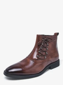 Bottines marron pour homme bout rond lacets