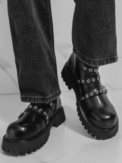 Bottines noires à boucle pour hommes