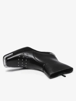 Bottines noires à bout carré et talon compensé clouté pour hommes