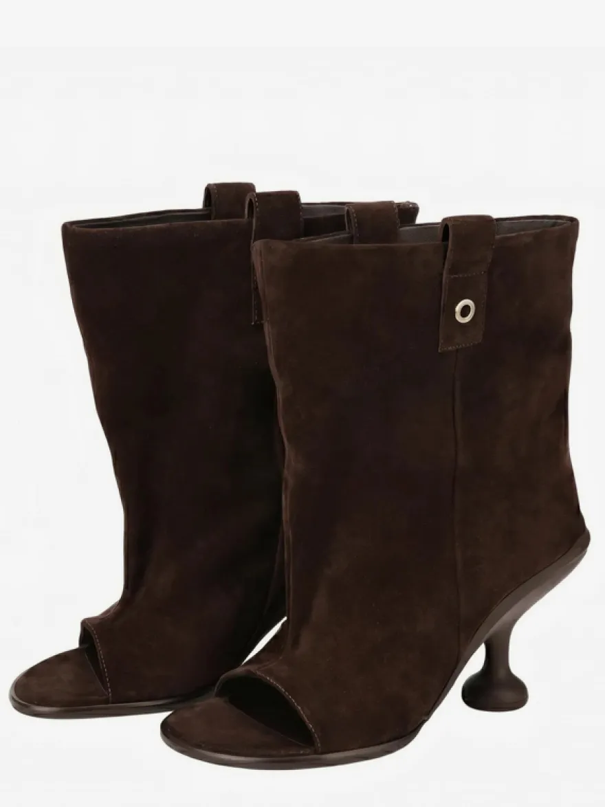 Bottines noires à bout ouvert et talons hauts pour femmes