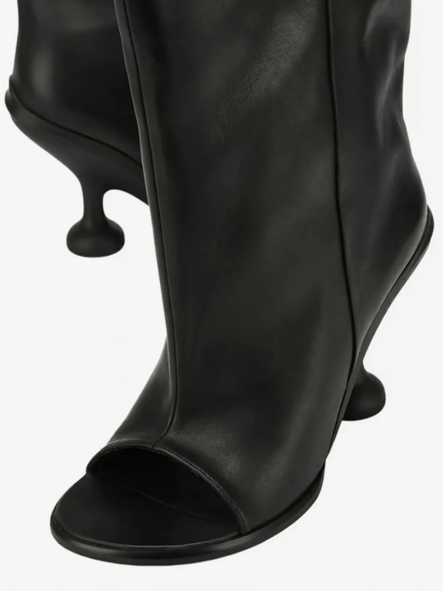 Bottines noires à bout ouvert et talons hauts pour femmes
