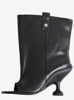 Bottines noires à bout ouvert et talons hauts pour femmes