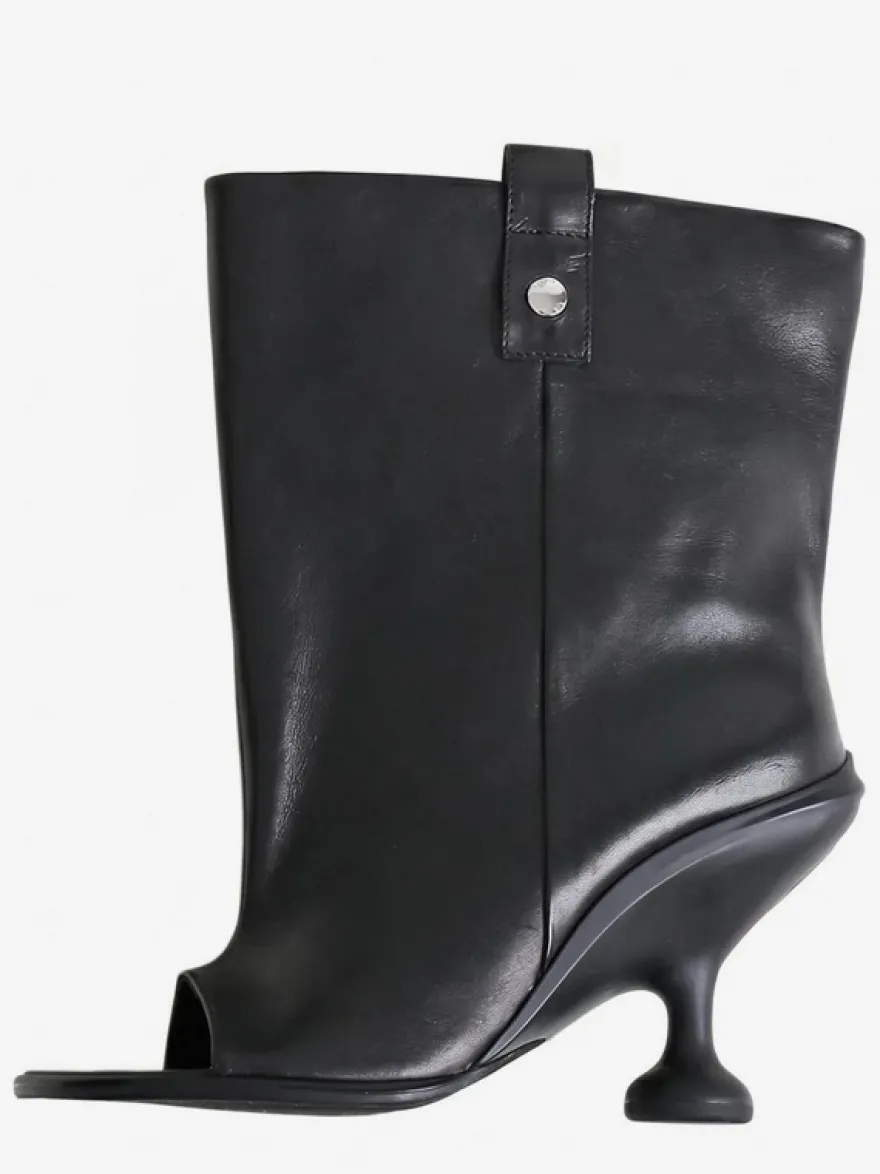 Bottines noires à bout ouvert et talons hauts pour femmes