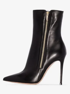 Bottines noires à bout pointu avec fermeture éclair et bottes à talons hauts pour femmes
