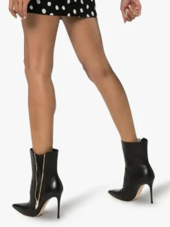 Bottines noires à bout pointu avec fermeture éclair et bottes à talons hauts pour femmes