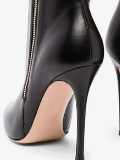 Bottines noires à bout pointu avec fermeture éclair et bottes à talons hauts pour femmes