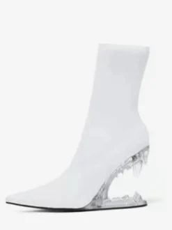 Bottines noires à bout pointu et talon compensé en PU