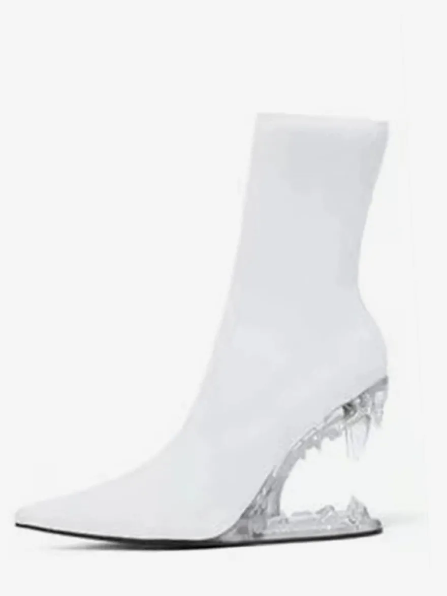 Bottines noires à bout pointu et talon compensé en PU