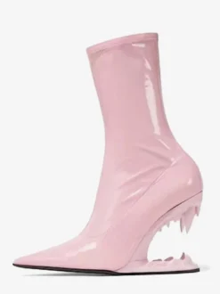 Bottines noires à bout pointu et talon compensé en PU