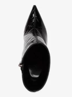 Bottines noires à bout pointu et talons hauts avec motif pierre