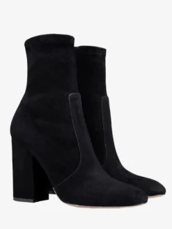 Bottines noires à bout pointu et talon épais pour femmes chaussures